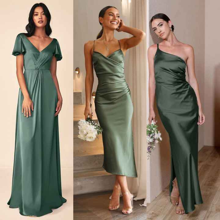 [Inspo]damas de honor en verde 💚: Dark sage vs. Esmeralda - 1