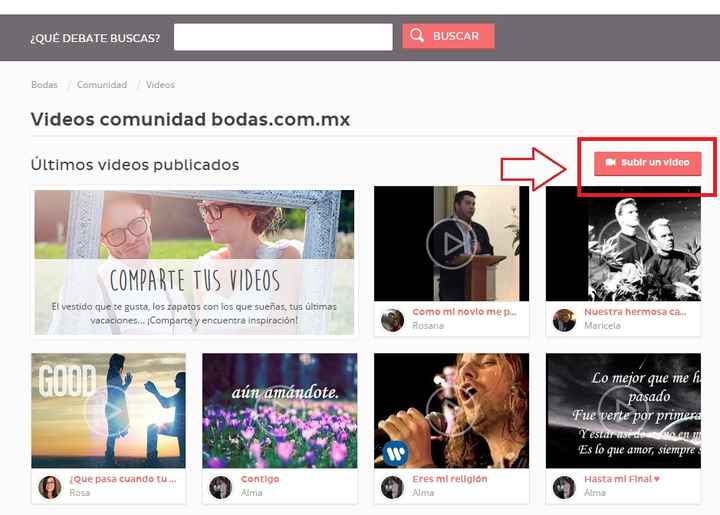 Botón "subir un video"