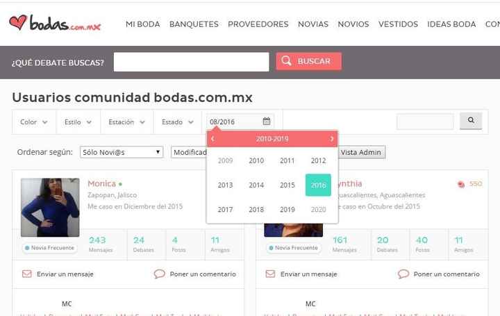 Búsqueda por fecha de boda