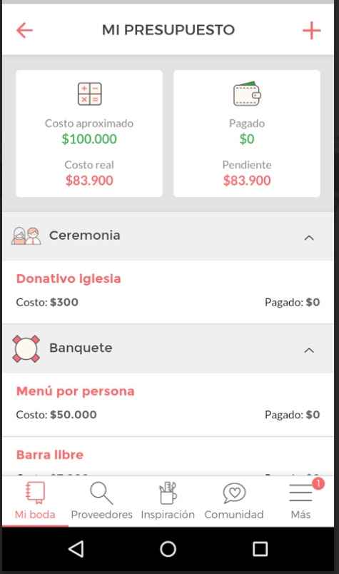 Nueva app  de bodas para Android