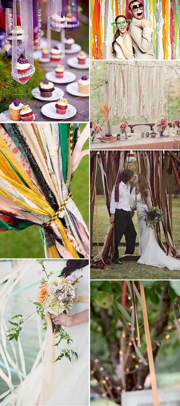 Decoración para boda con cintas de colores ¿te atreverías?