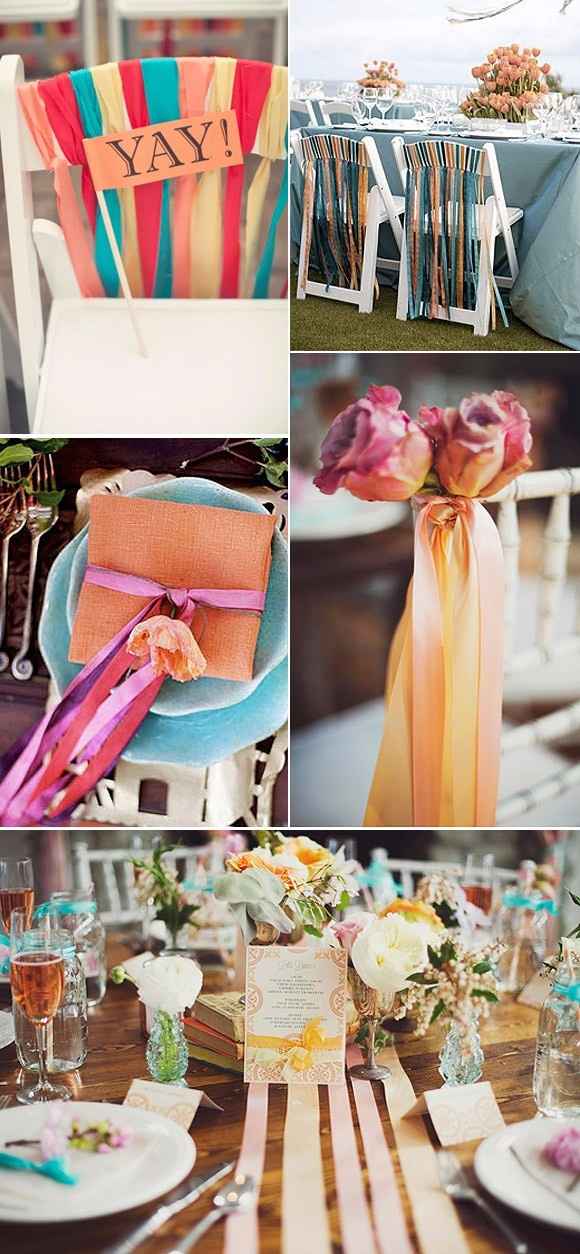 Decoración para boda con cintas de colores ¿te atreverías?