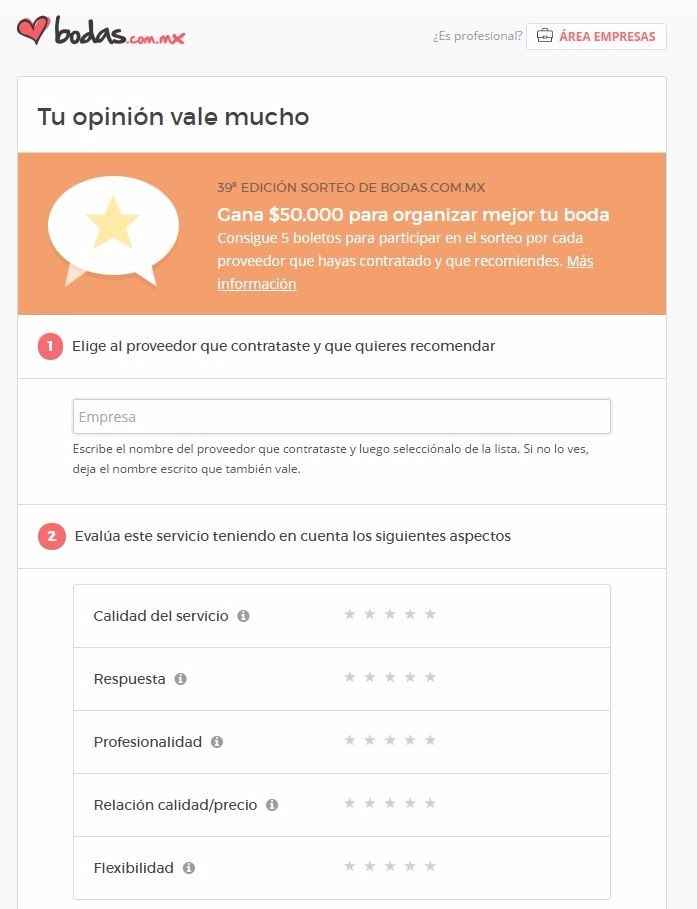 Recomendación a un proveedor