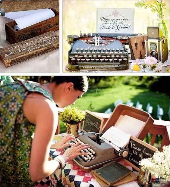 Con una máquina de escribir