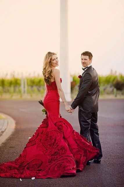Vestido de novia rojo 