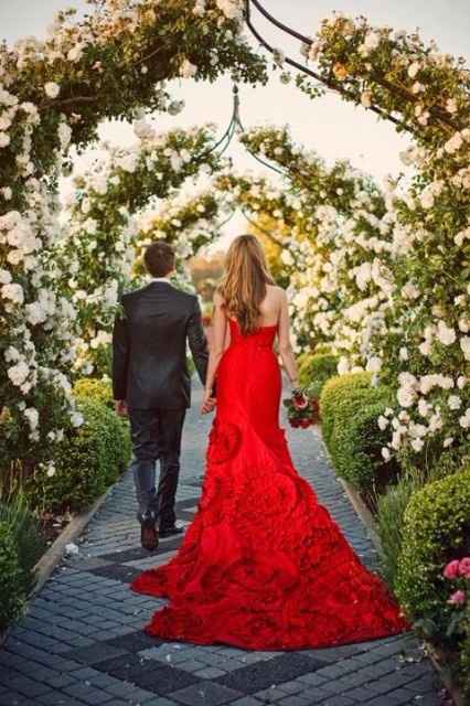 Vestido de novia rojo 