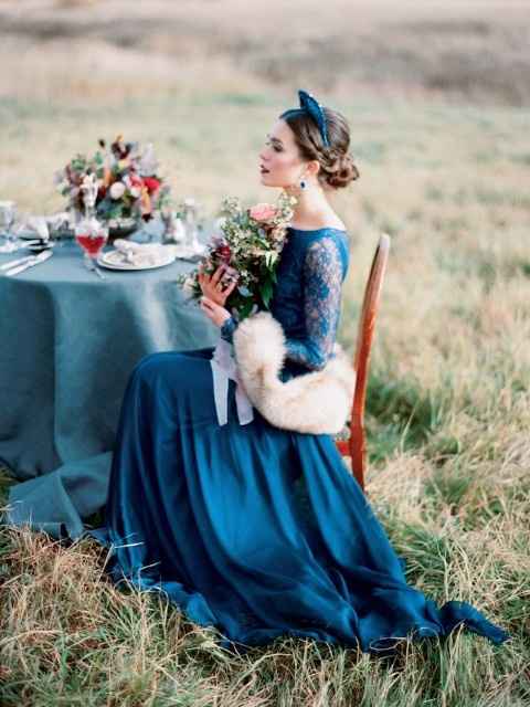 Vestido de novia azul 