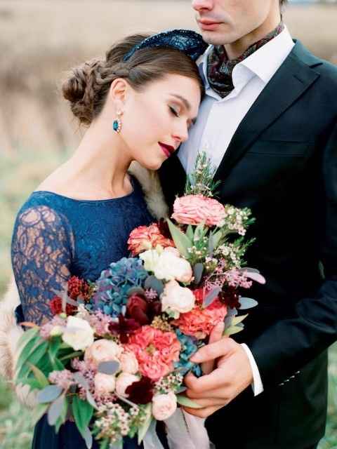 Vestido de novia azul 