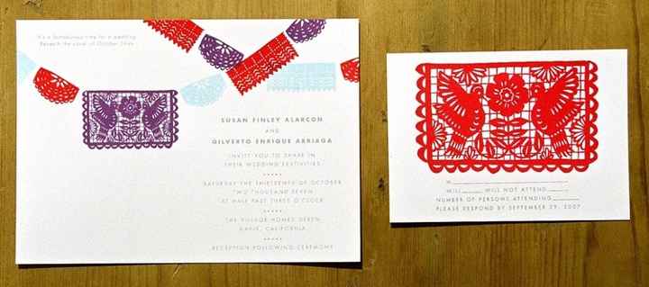 10 invitaciones con papel picado para bodas mexicanas