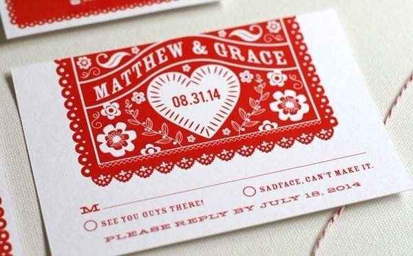 10 invitaciones con papel picado para bodas mexicanas