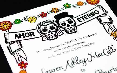 6 invitaciones de boda inspiradas en el día de muertos ¿te atreverías?