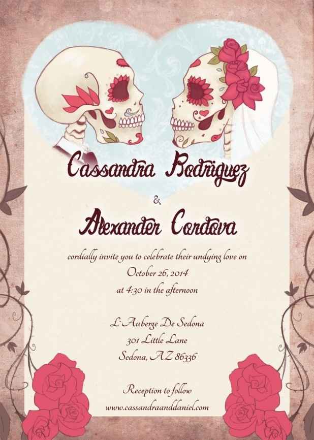 6 invitaciones de boda inspiradas en el día de muertos ¿te atreverías?