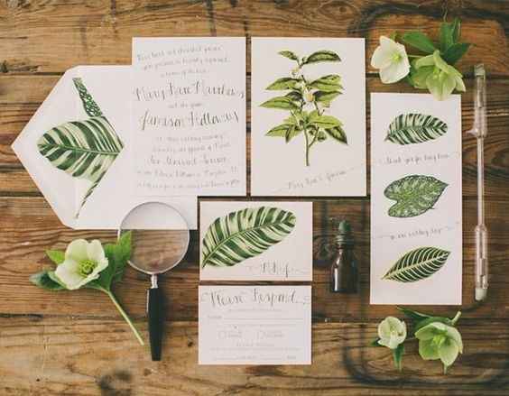 invitaciones color greenery ¿te atreverías?