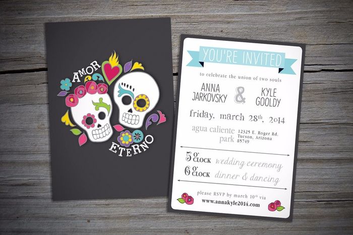 6 invitaciones de boda inspiradas en el día de muertos ¿te atreverías?