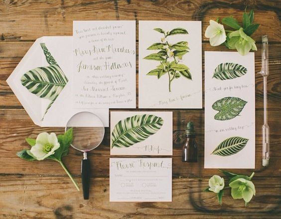 invitaciones color greenery ¿te atreverías?