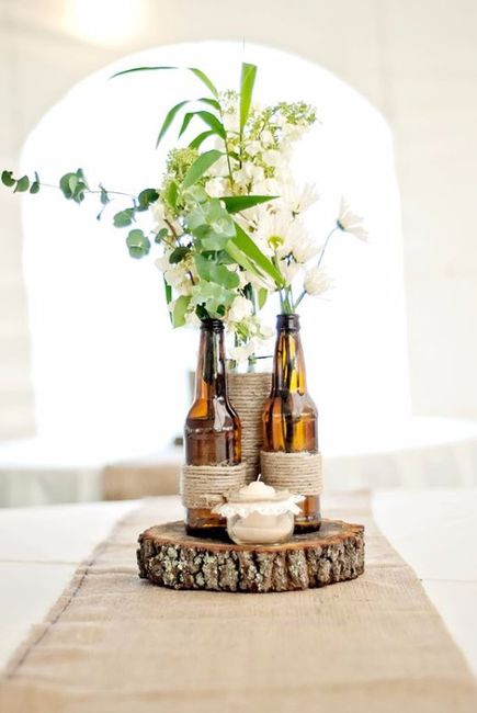 Centros de mesa con botellas mexicanas