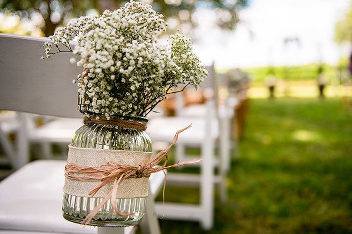 Florero con velo de novia 16