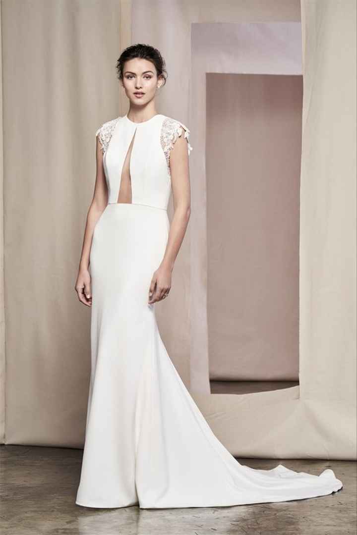 vestido de novia con transparencia en el abdomen justin alexander signature 2020