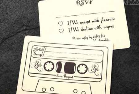 A wedding invite with song requests
