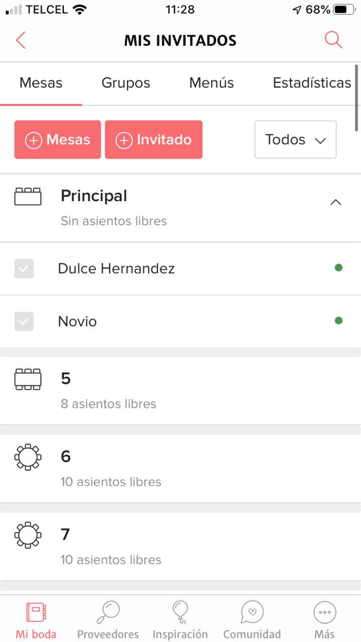 Layout de mesas app Bodas.com.mx - 2