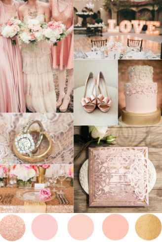 Paleta de colores rosa y dorado