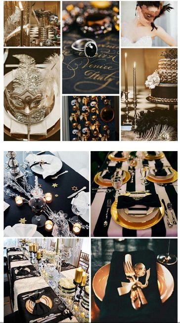 Combinaciones de colores en negro con dorado y rosa - 2