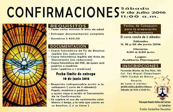 Tramites para la confirmación - 1