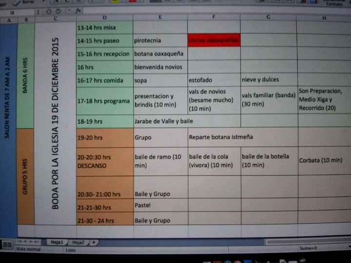 Cronograma de actividades para el día de la boda por la iglesia - 1