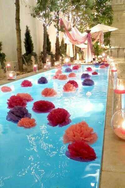 Decoración de boda en jardín con alberca - 8