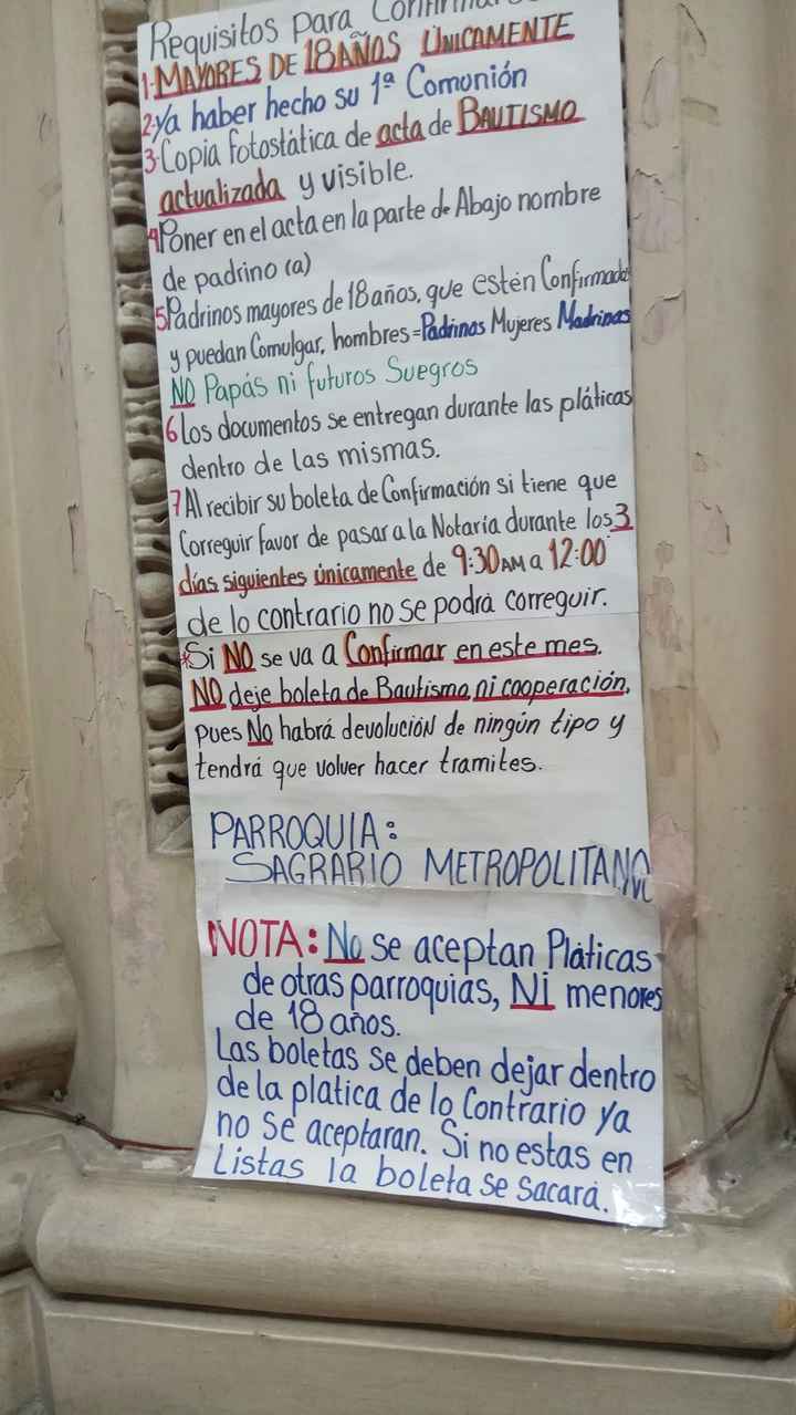 Requisitos confirmaciones