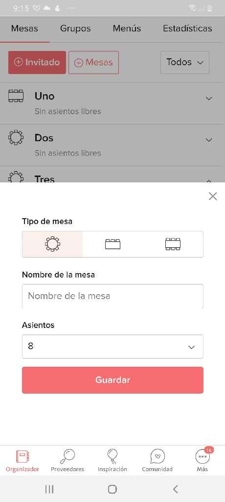 Borrar mesas en app - 1