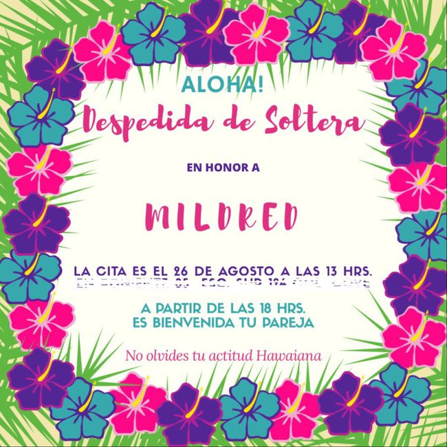 Invitaciones despesdida de soltera (hawaiana) - 1
