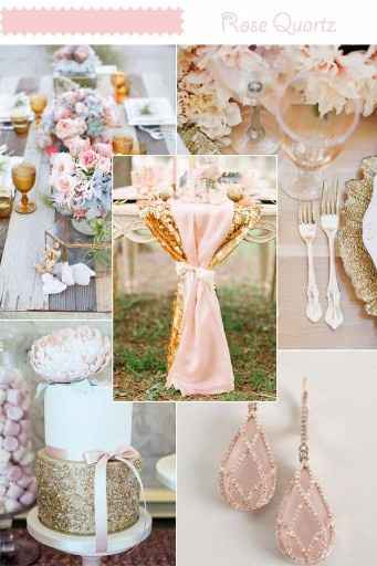 Otras combinaciones en rosa cuarzo y dorado.