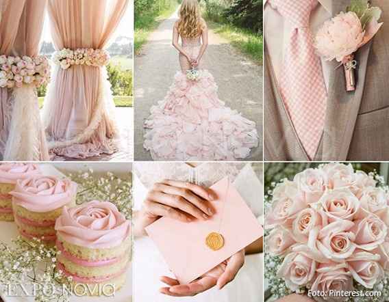 Otras combinaciones en rosa cuarzo y dorado.