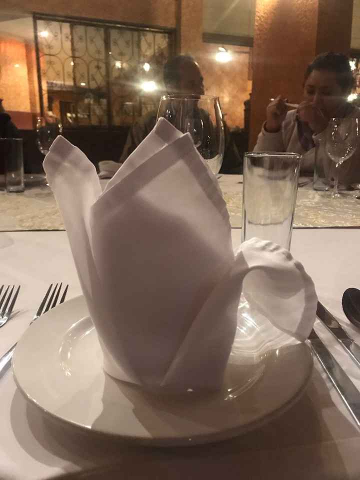 uno de los doblados de servilleta que elegimos, el otro es el de abanico