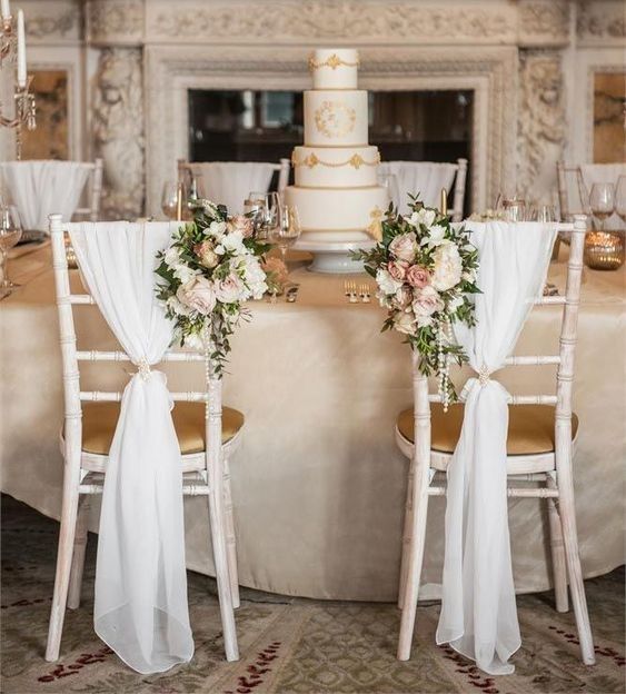 Decoración Silla de Novios Flores