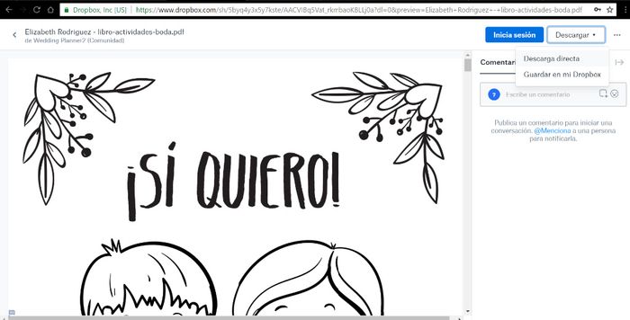 Se abrira el archivo y le da click en el triangulo donde dice descargar, click en descarga directa y