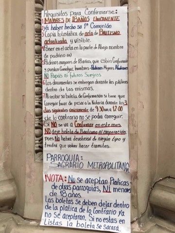 REQUISITOS CONFIRMACIÓN ADULTOS SAGRARIO METROPOLITANO 