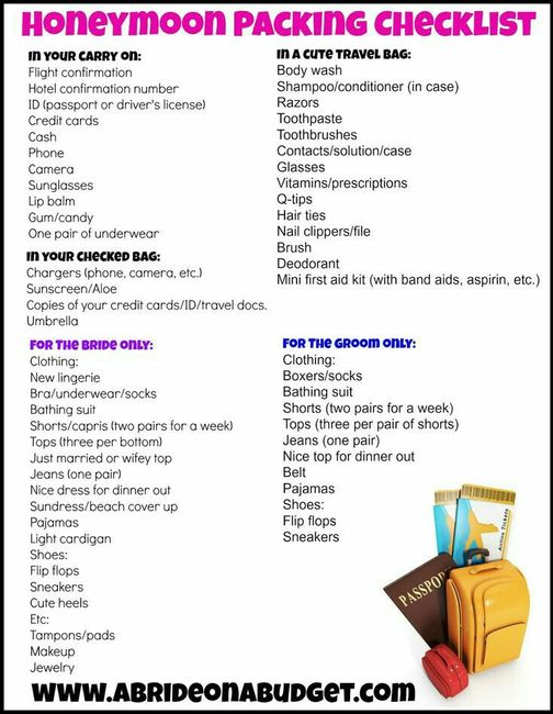 Luna de miel—check list P/ equipaje - 2