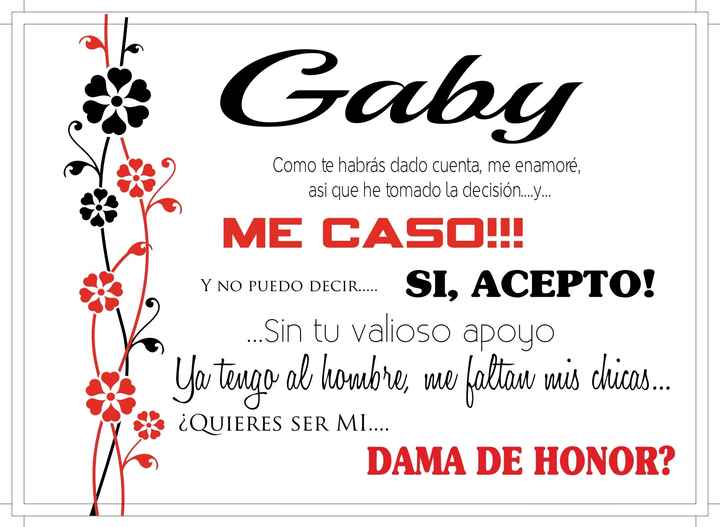 Invitacion dama de honor