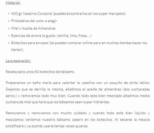 receta para los balsamos de labios