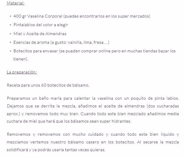 receta para los balsamos de labios