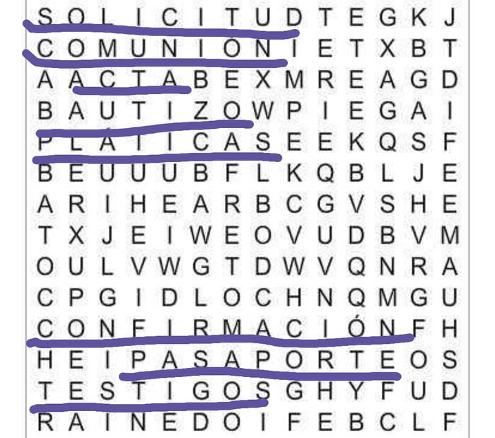 Sopa de letras: Requisitos para casarse - 1