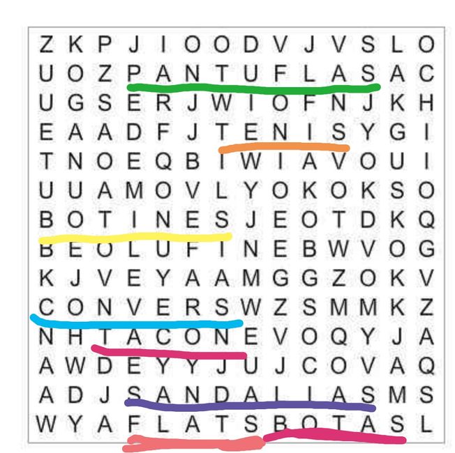 Sopa de letras: Tipos de zapatos de novia - 1