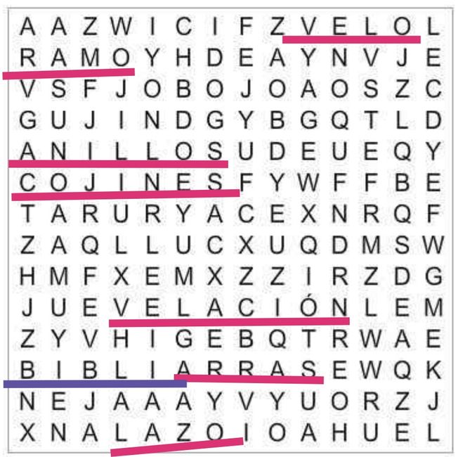 Sopa de letras: Padrinos de boda 👫 - 1