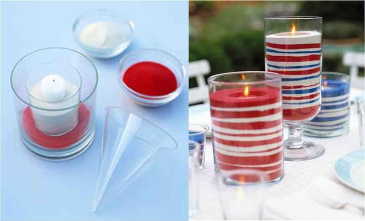 Velas y arena de colors.