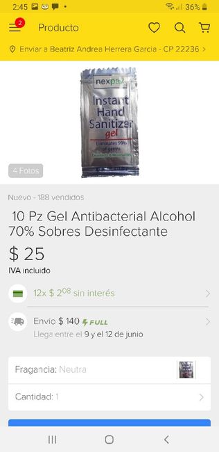 Recuerdos de boda - gel antibacterial para invitados 1