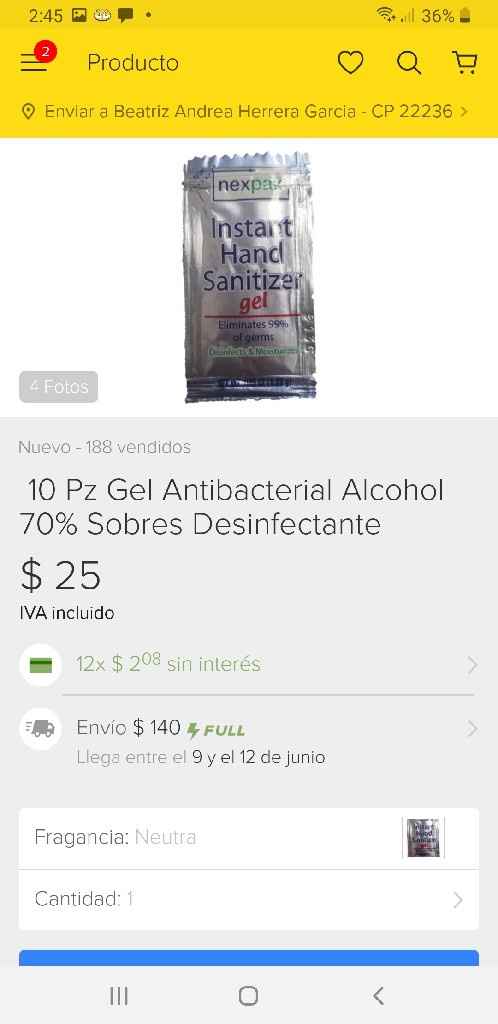 Recuerdos de boda - gel antibacterial para invitados - 1