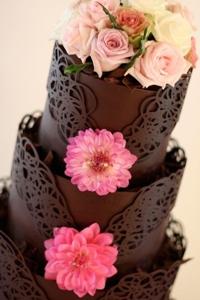 pastel en rosa y chocolate