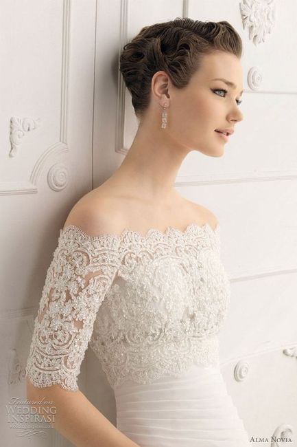 vestido novia manga 3/4